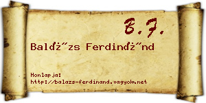 Balázs Ferdinánd névjegykártya