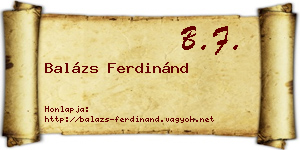 Balázs Ferdinánd névjegykártya